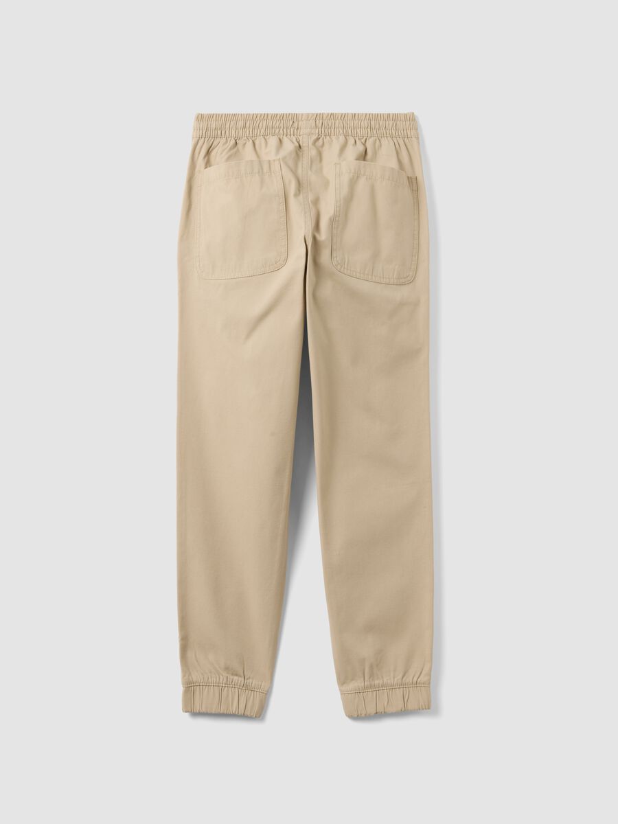 Boys' beige pure cotton jogger trousers regular fit_4