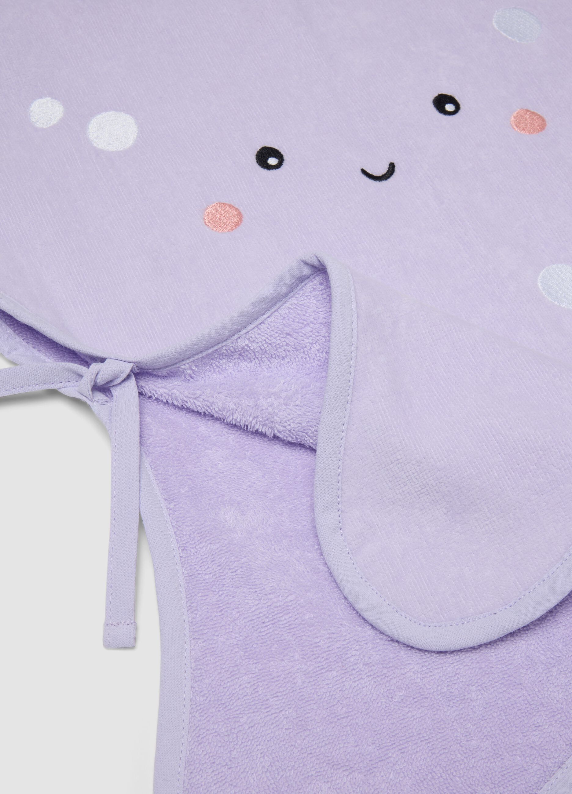 Purple pure-cotton starfish poncho for baby girls