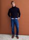 Navy blue cable-knit wool-blend regular-fit roll-neck jumper_1