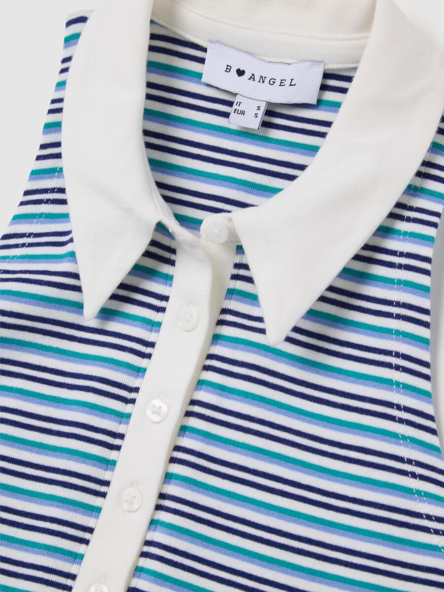 Sleeveless Polo with Multicolour Stripes in Stretch Cotton_5