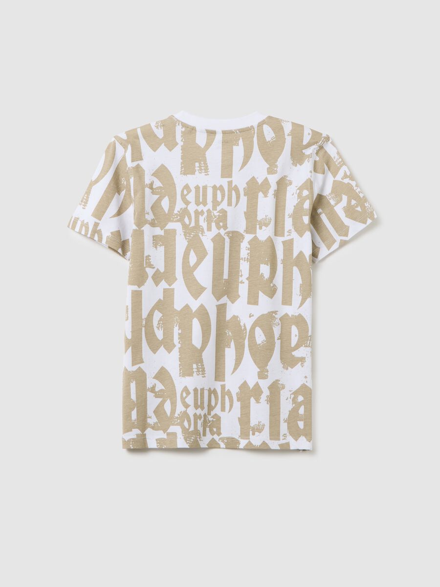 Short Sleeve T-shirt with Graffiti Effect Print in Cotton_1