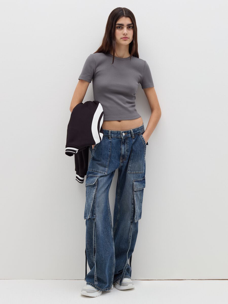 Ribbed T-shirt in stretch cotton_1