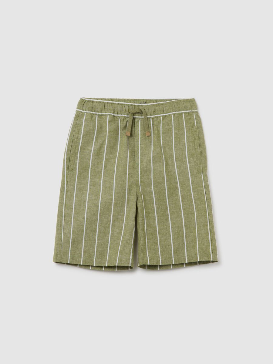 Boys' multicolour regular fit cotton and linen blend shorts with drawstring_0