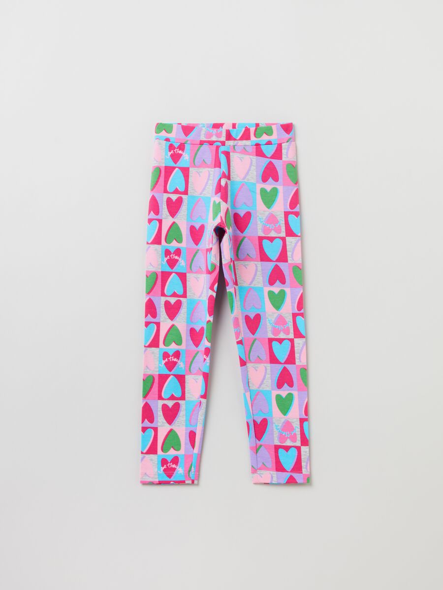 Leggings in cotone stretch con stampa_0