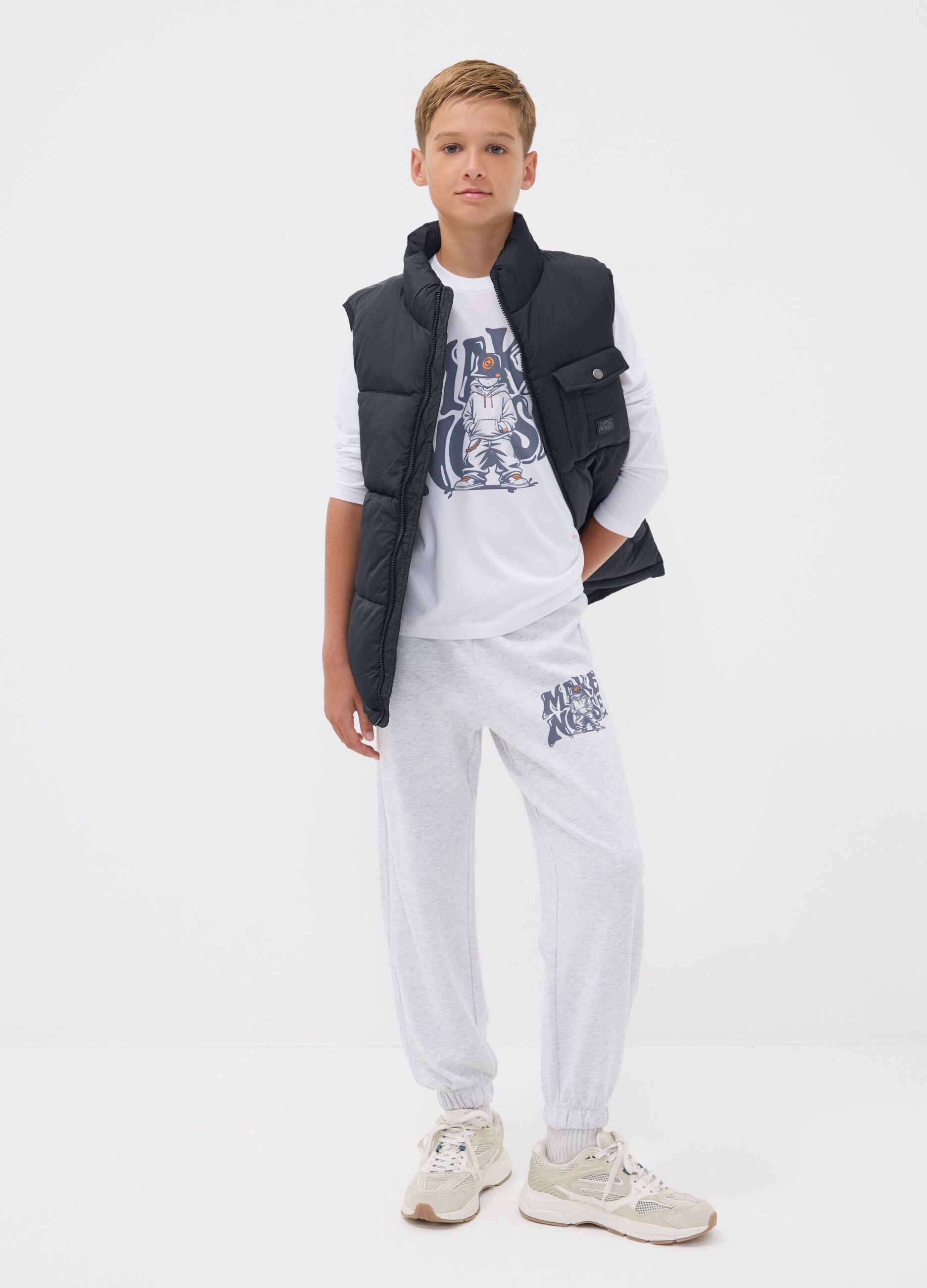 Pantaloni jogger grigi in puro cotone