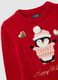 Regular fit red girls' jumper with penguin pattern_2