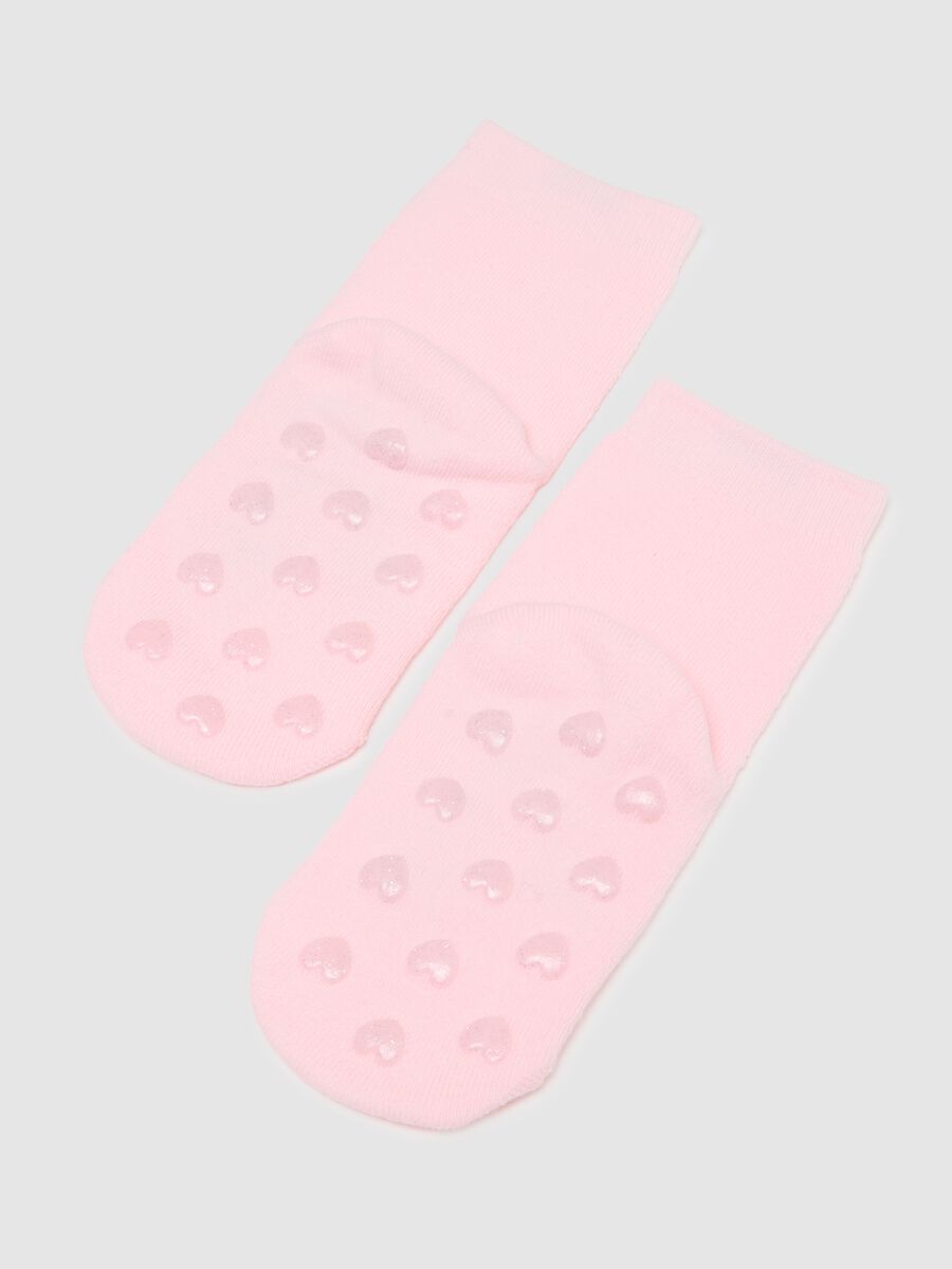Girls' pink cotton blend socks with designs_2