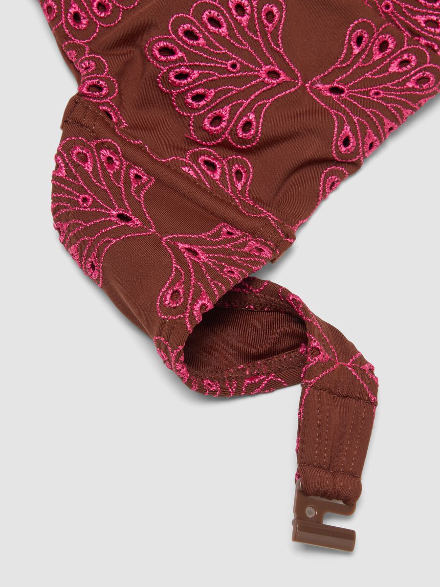 Top bikini marrone in tessuto elasticizzato_5