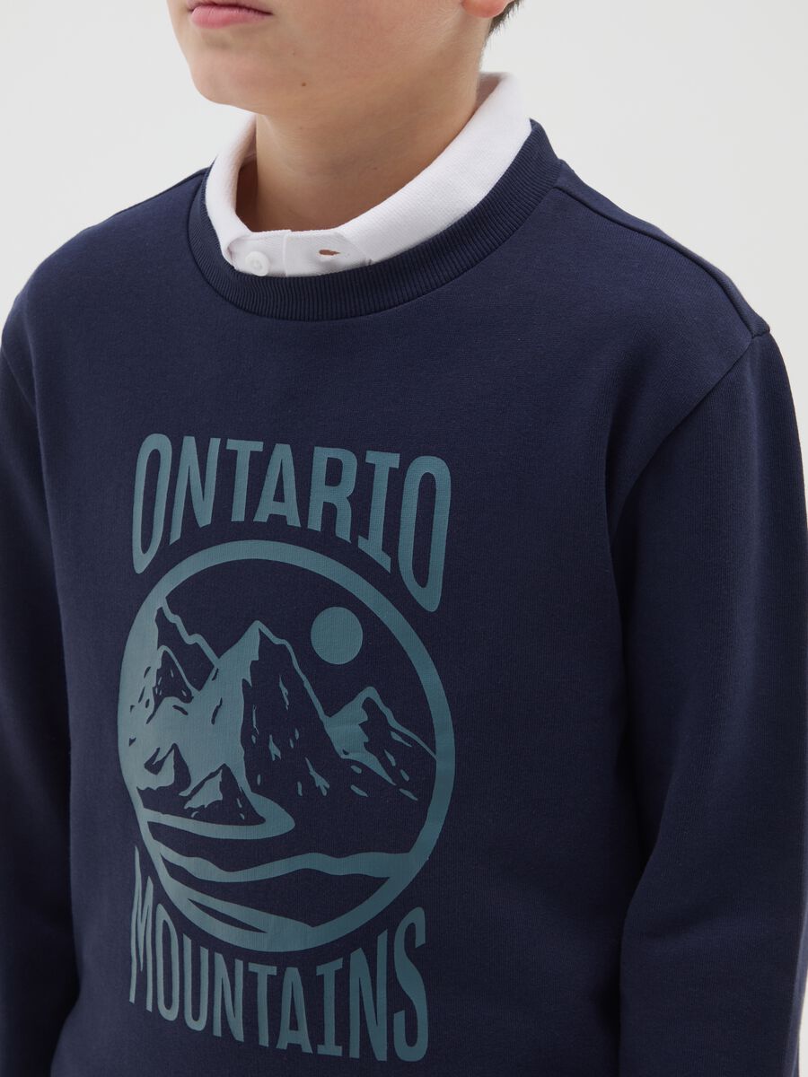 Boys' blue pure cotton sweatshirt regular fit_2