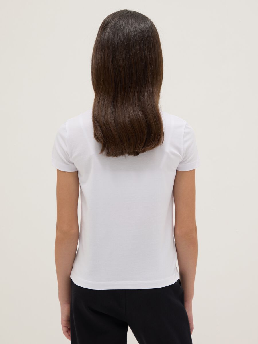 Girls' white cotton blend regular fit T-shirt_1