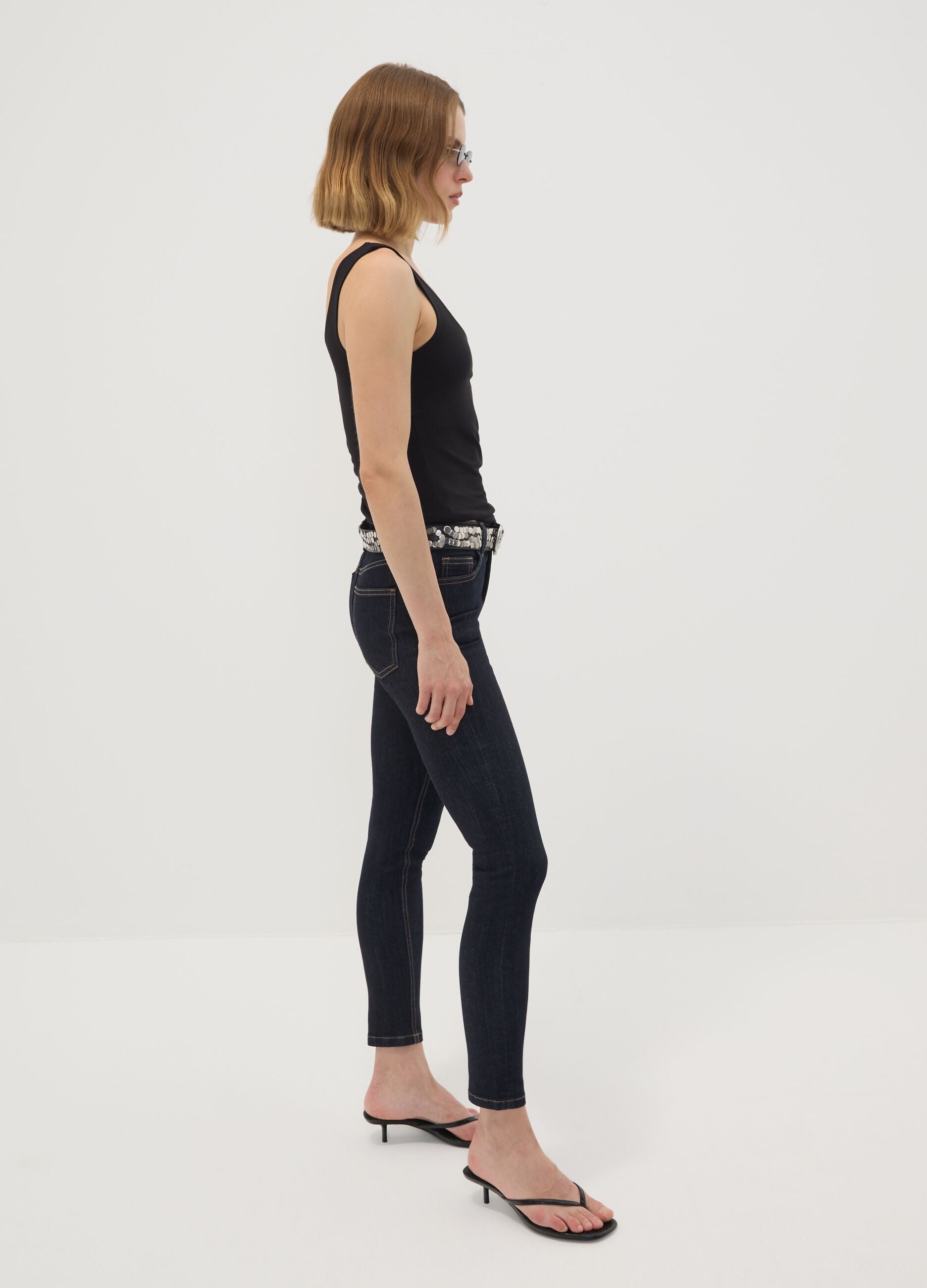Blue denim skinny-fit jeans in stretch cotton