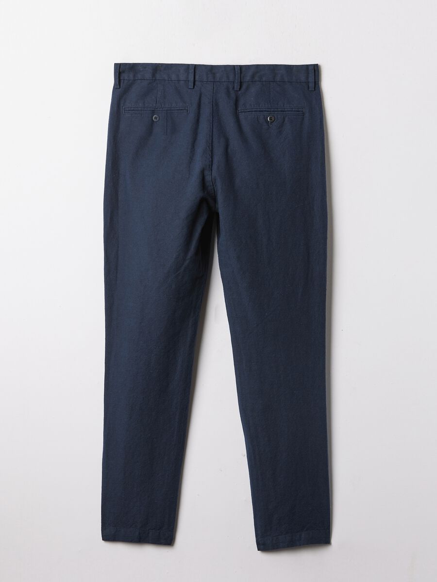 Slim-fit trousers in linen and cotton_4