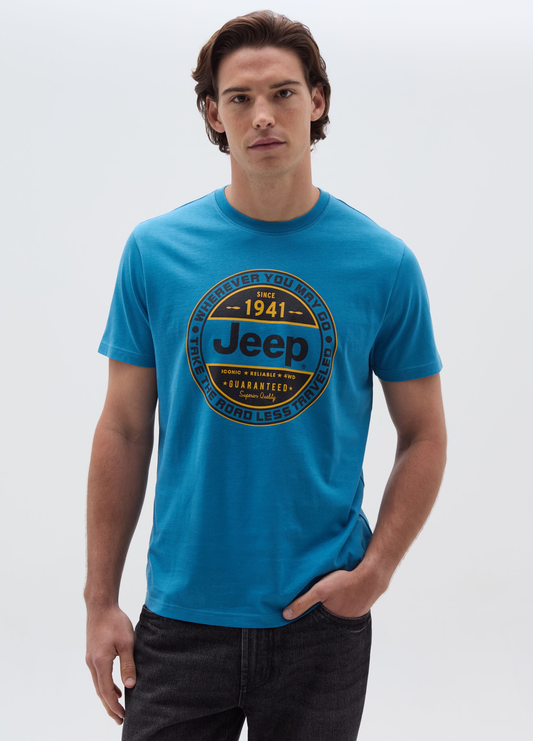 Ovs T-shirt girocollo con stampa Jeep