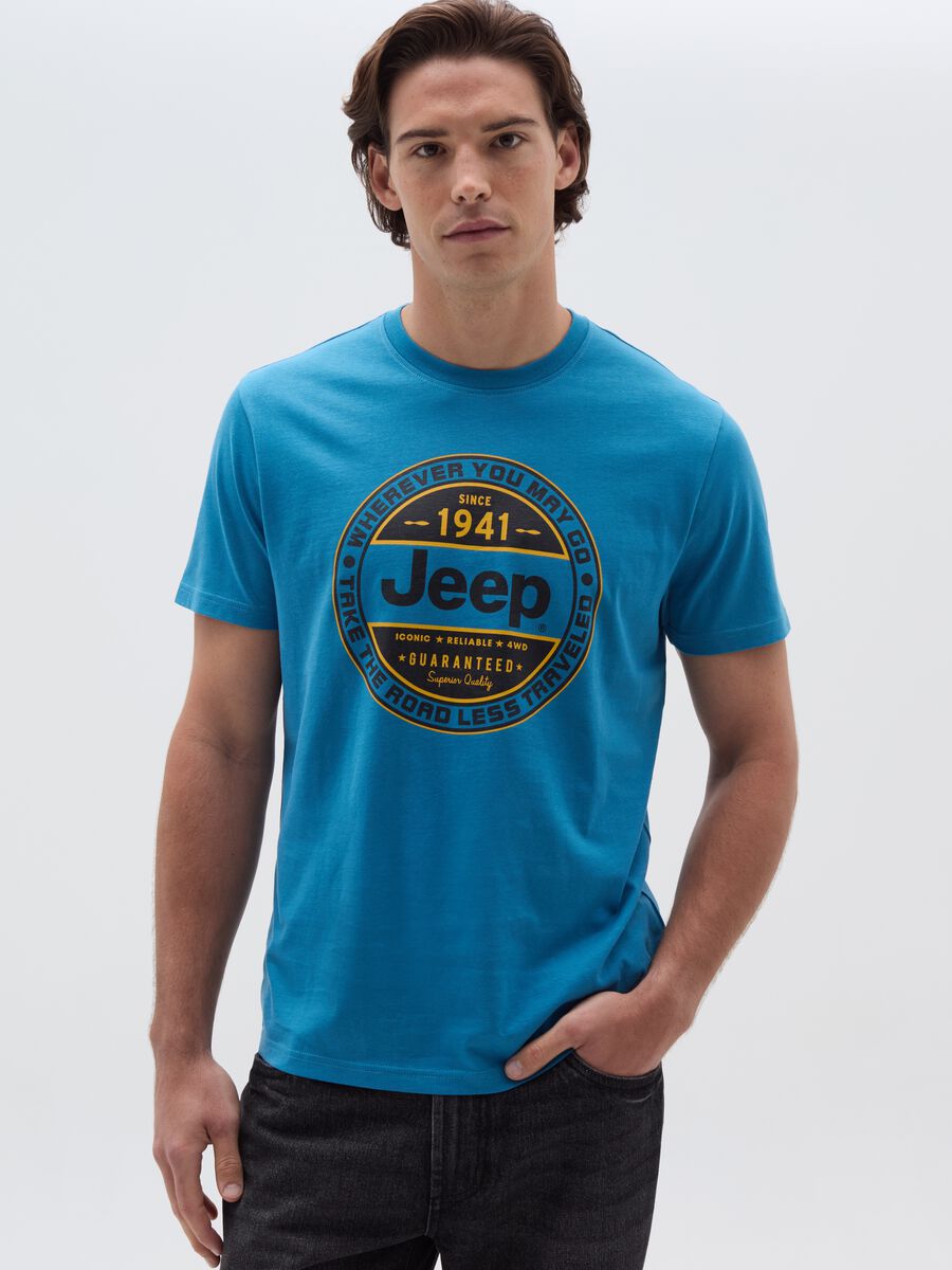 T-shirt with Jeep print and round neck_0