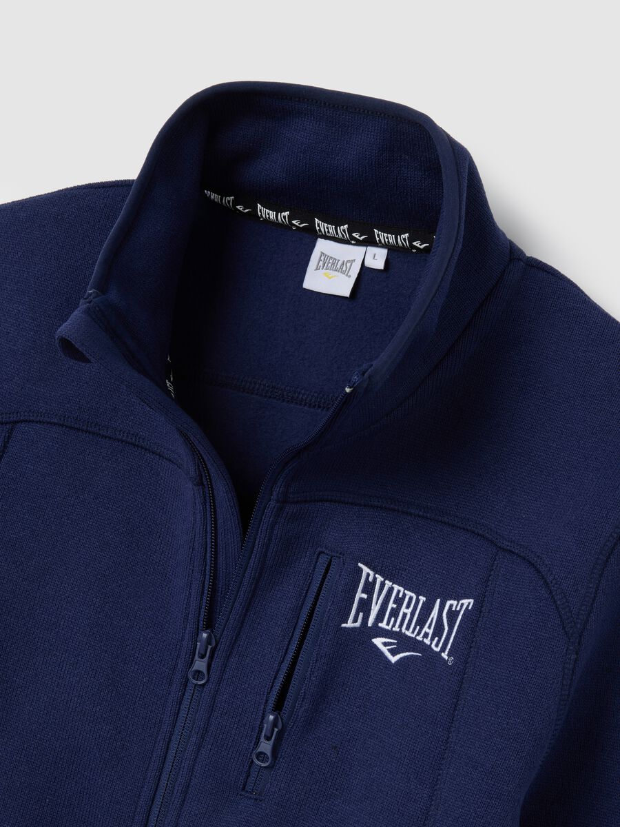 Blue zip-up high neck sweatshirt regular fit_5