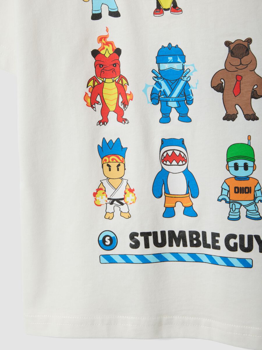 Kids&rsquo; white pure cotton T-shirt with Stumble Guys print, regular fit_3