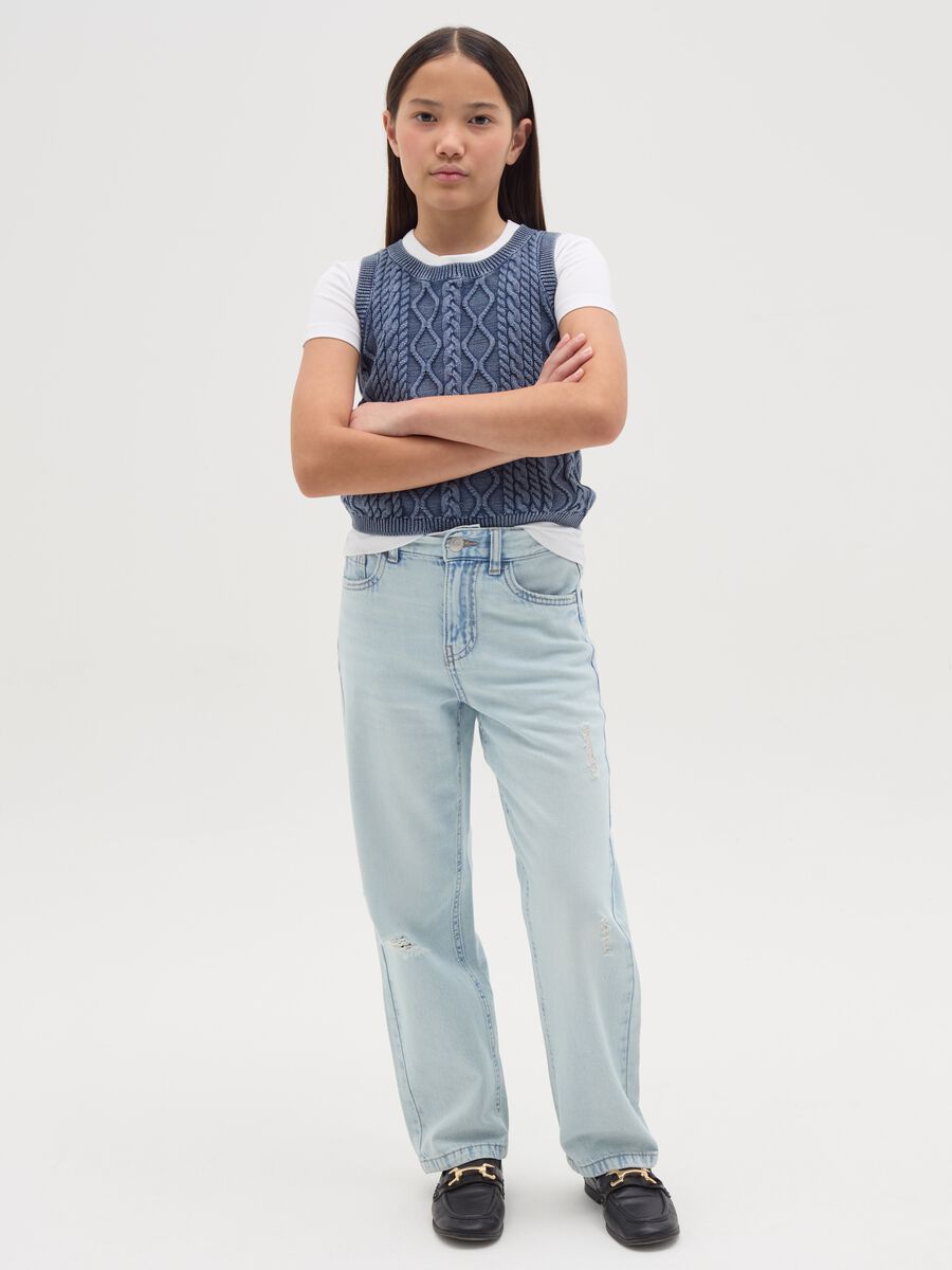 Jeans mom fit cinque tasche con abrasioni _1
