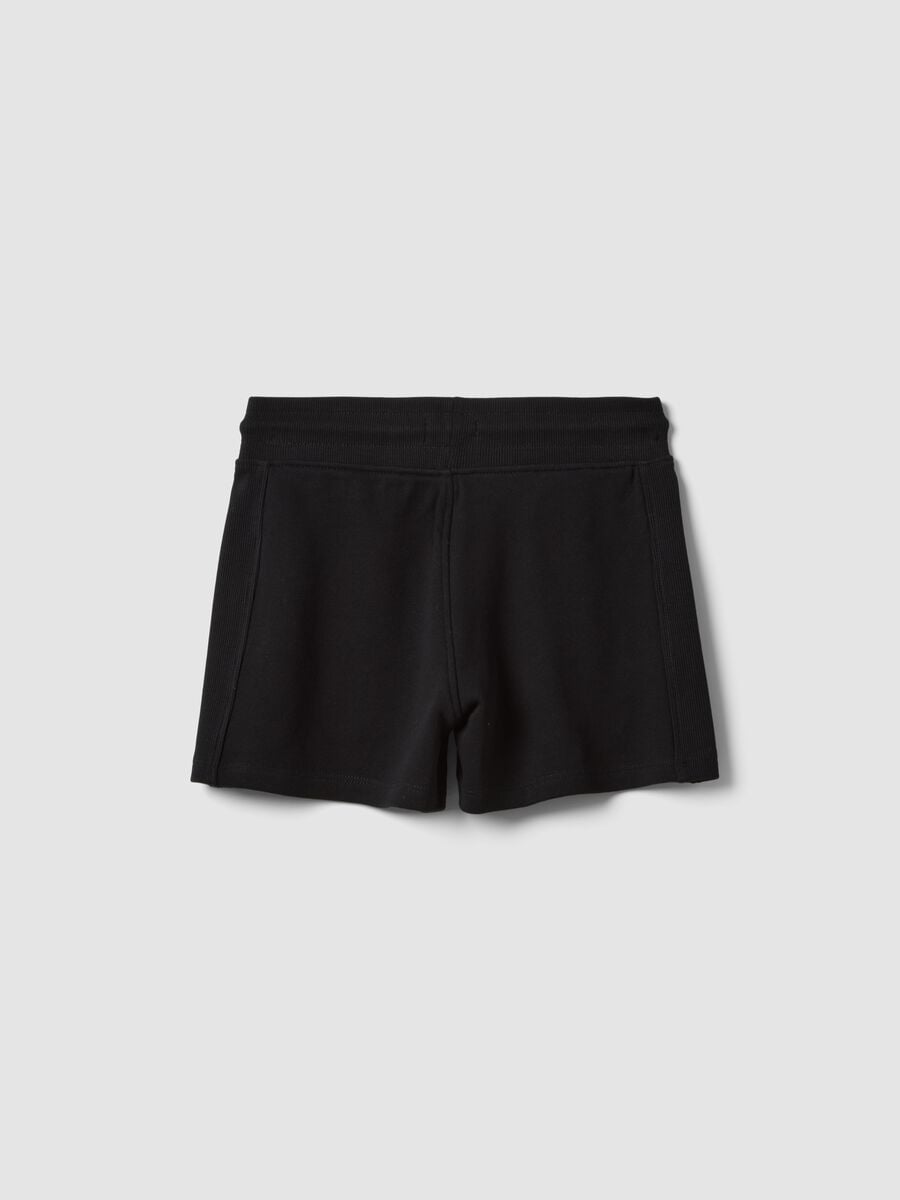 Shorts neri in puro cotone organico da ragazza con vita elasticizzata_1