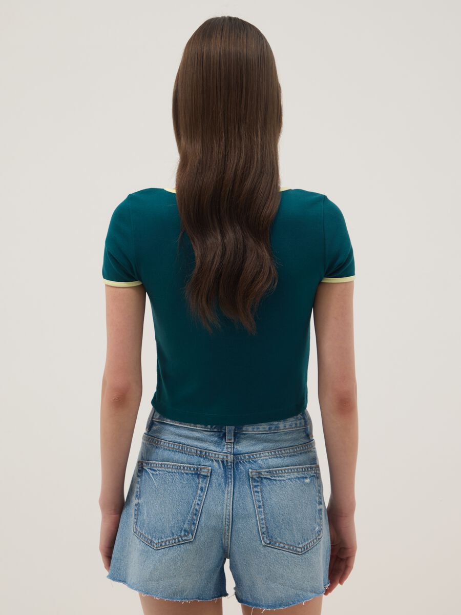 Green stretch cotton short-sleeve T-shirt_3