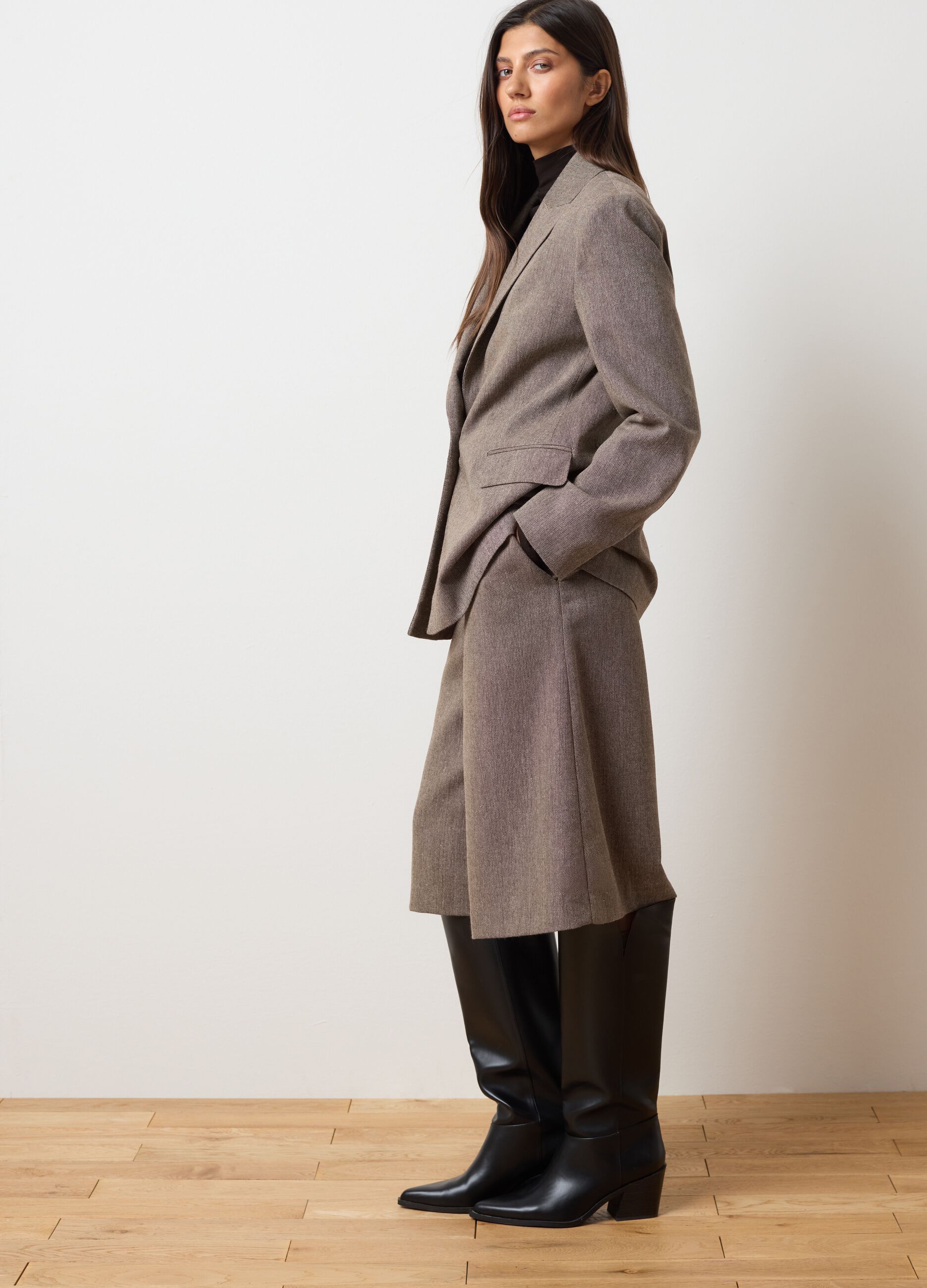 Brown wool blend and polyester blazer