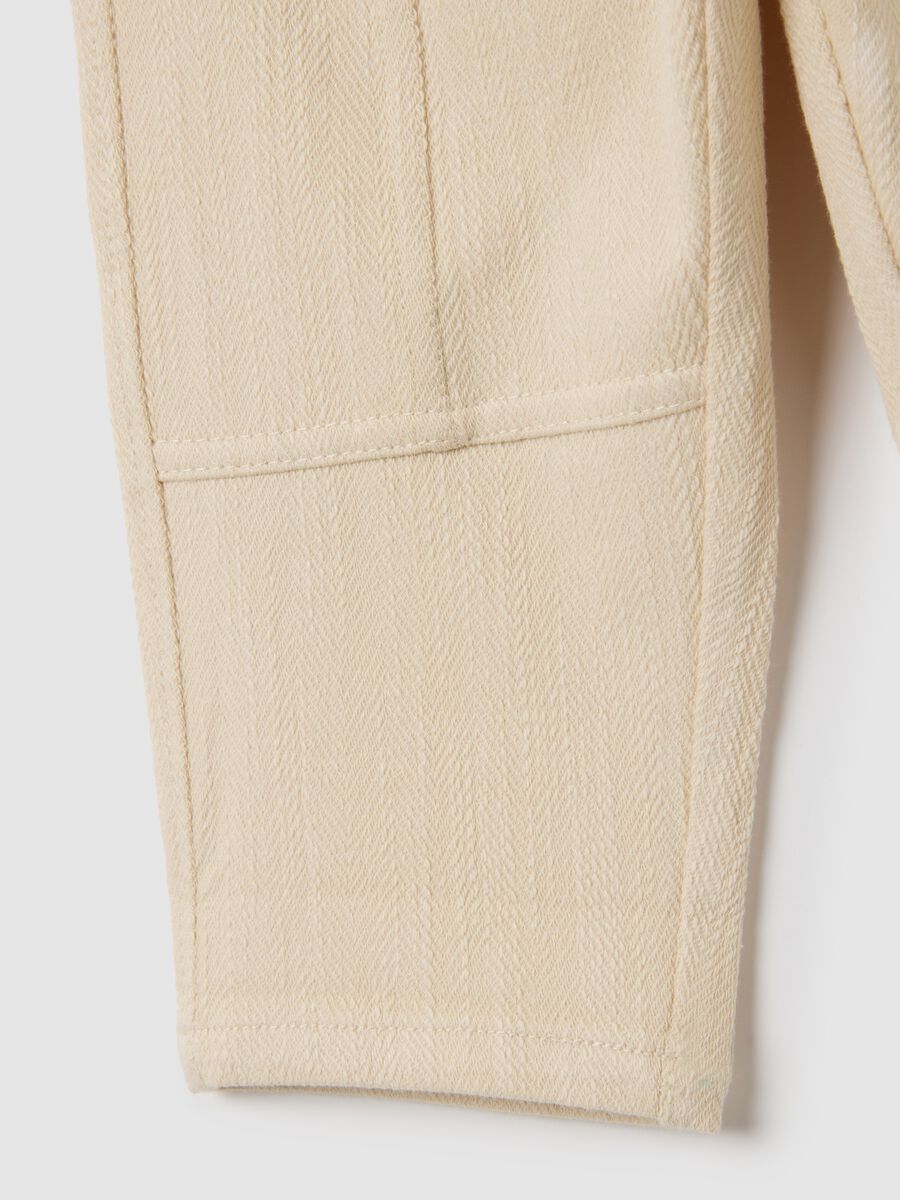Children's trousers in beige cotton blend over_3