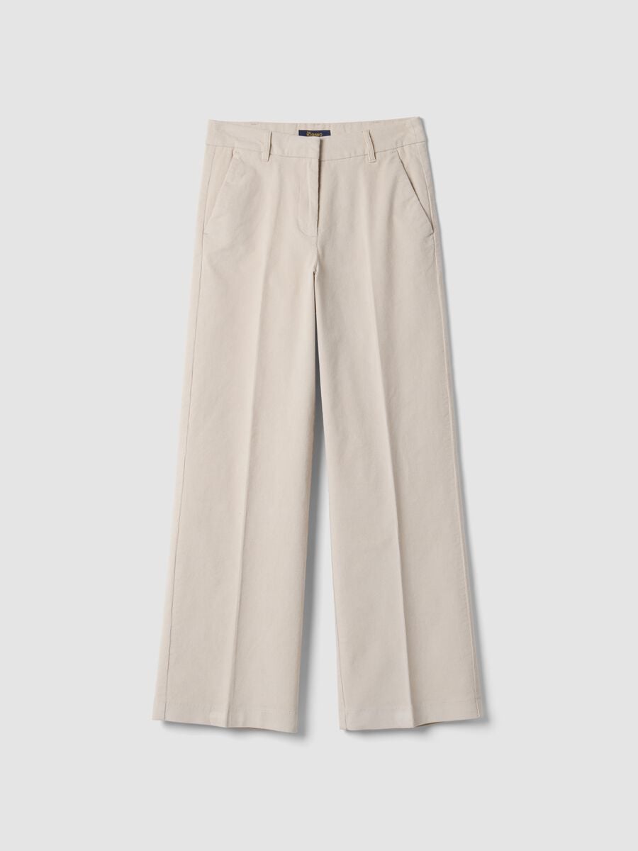 Pantaloni The Iconic Pants beige in cotone elasticizzato a coste straight fit_4