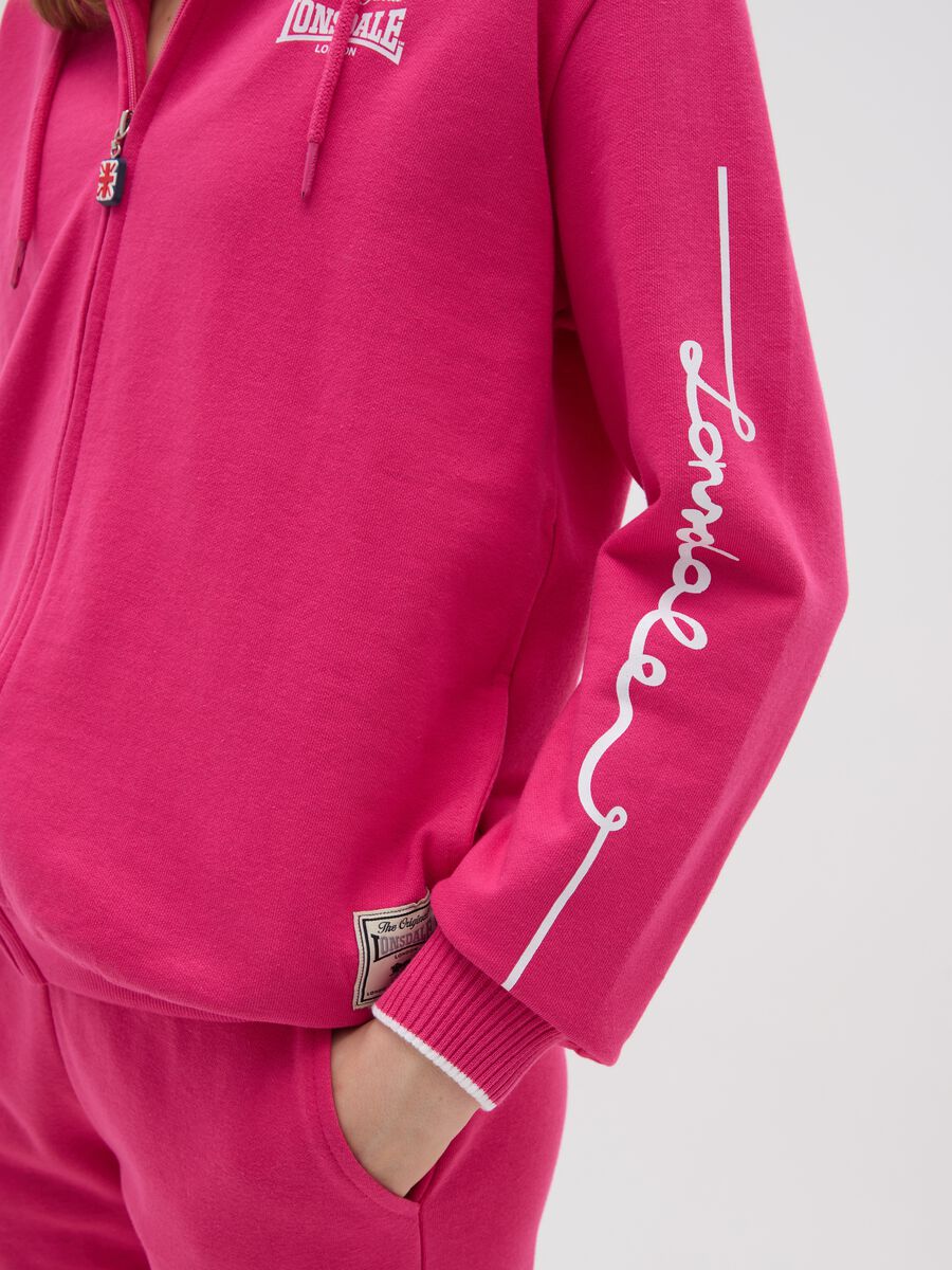 Completo felpa pantalone sportivo in cotone rosa regular fit_3