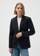 Black regular fit viscose blend blazer_0