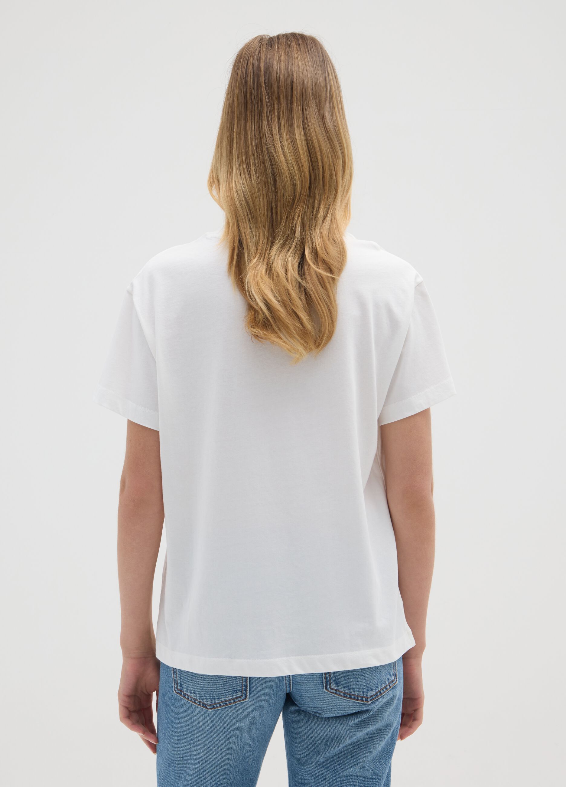 White pure cotton regular fit T-shirt