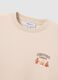 Beige cotton blend regular fit sweatshirt with festive print_5