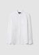 White pure linen shirt with band collar_0