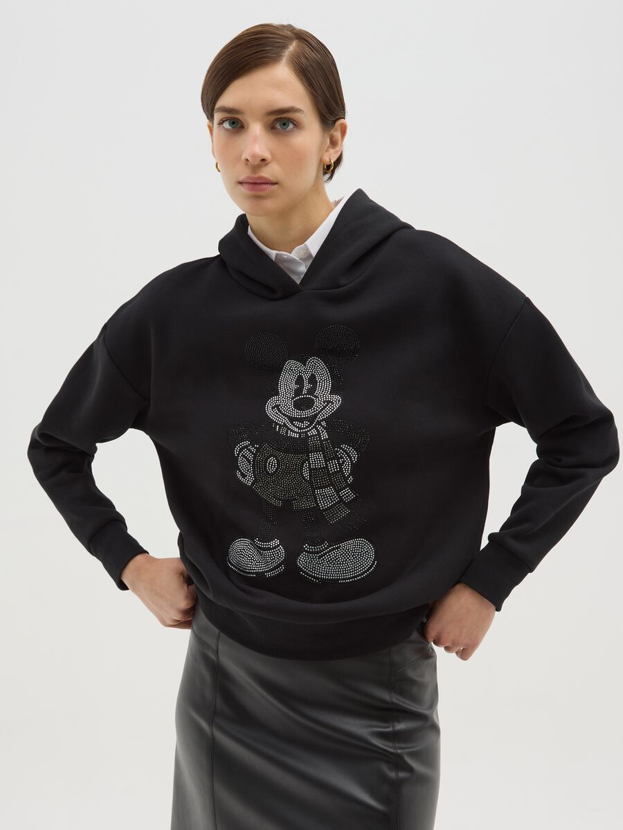 Felpa nera in misto cotone regular fit con stampa Disney_0