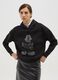 Black cotton blend regular fit sweatshirt with Disney print_2