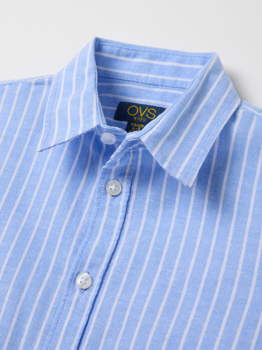 Light blue striped shirt in cotton and linen_3