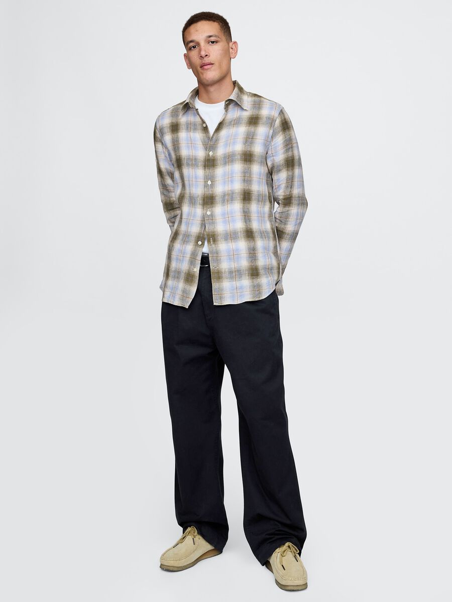 Green and Blue Checkered Cotton Blend Shirt_1