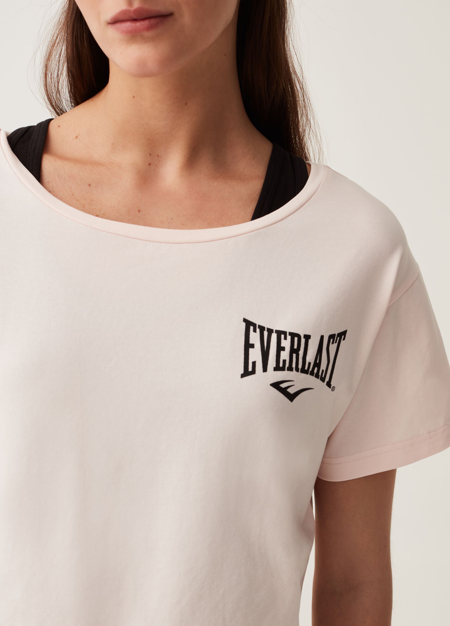 Stretch cotton T-shirt with Everlast print