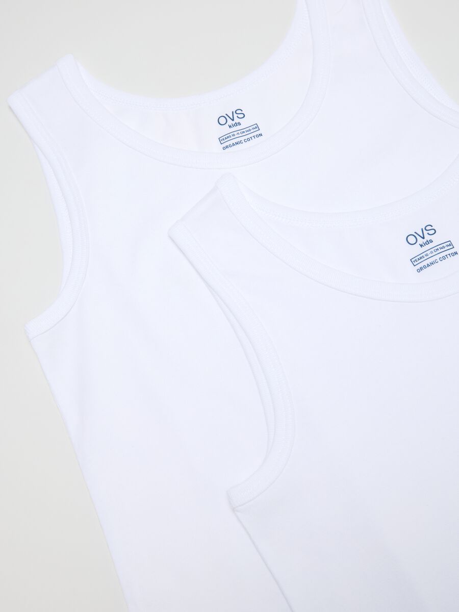 Twin pack of white cotton vests for boys, regular fit_3