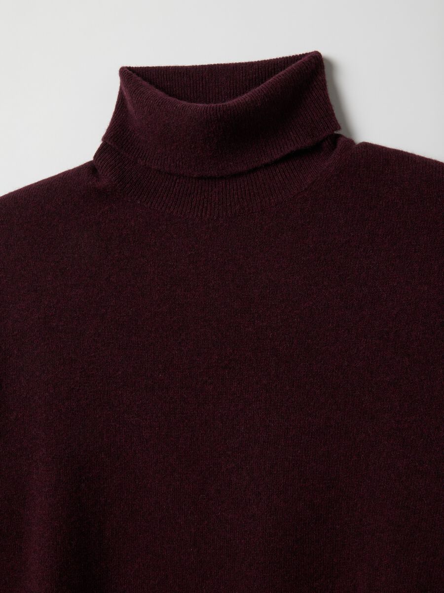 Regular fit red lambswool turtleneck sweater_1