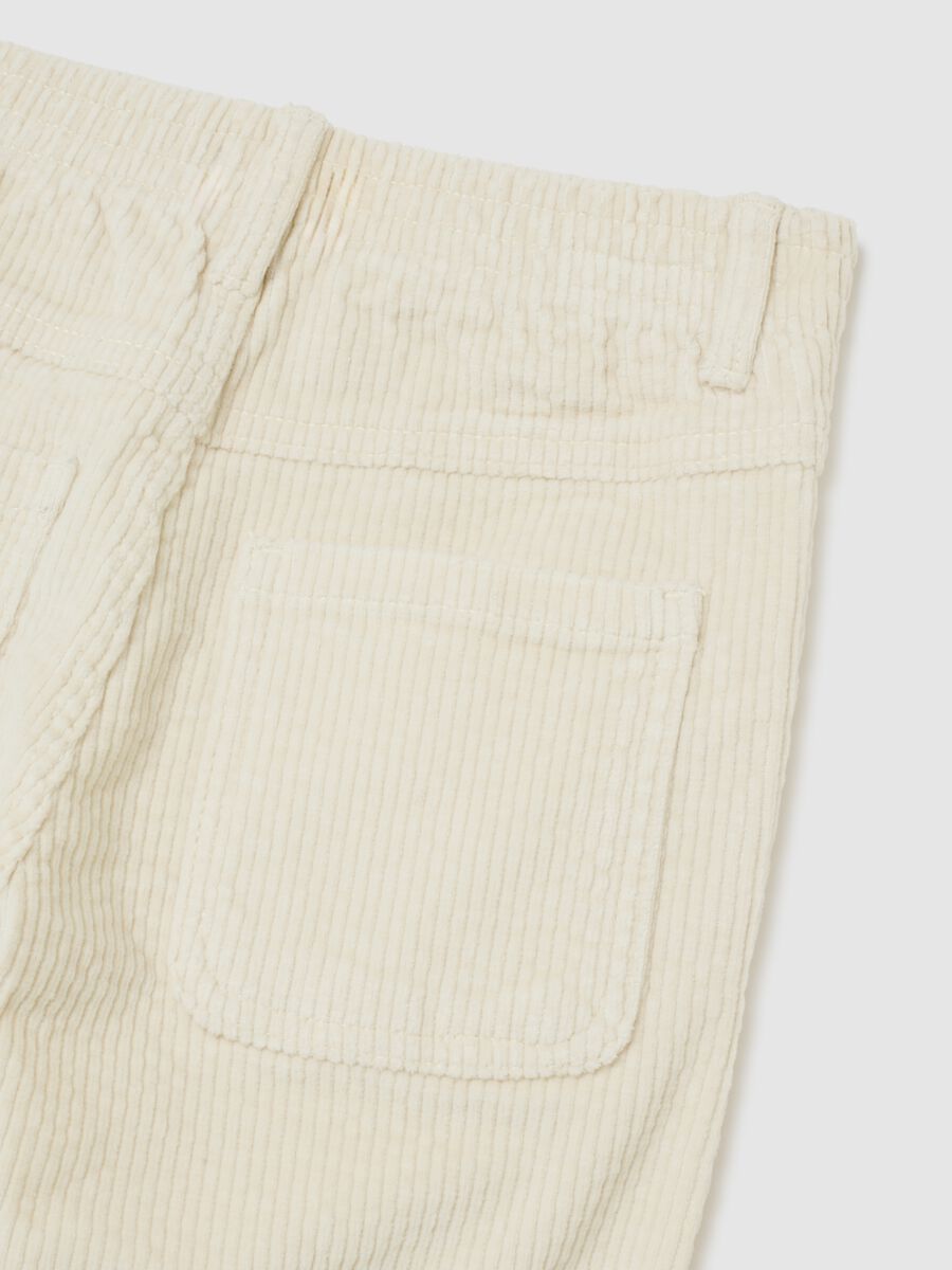 Beige children's trousers in ribbed cotton blend regular fit_3