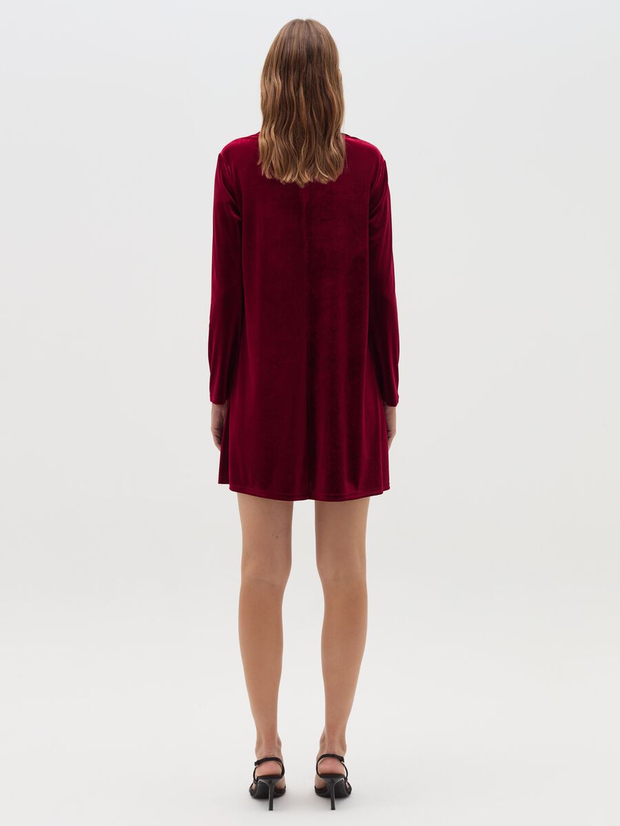 Short dress in velvet with long sleeves_3