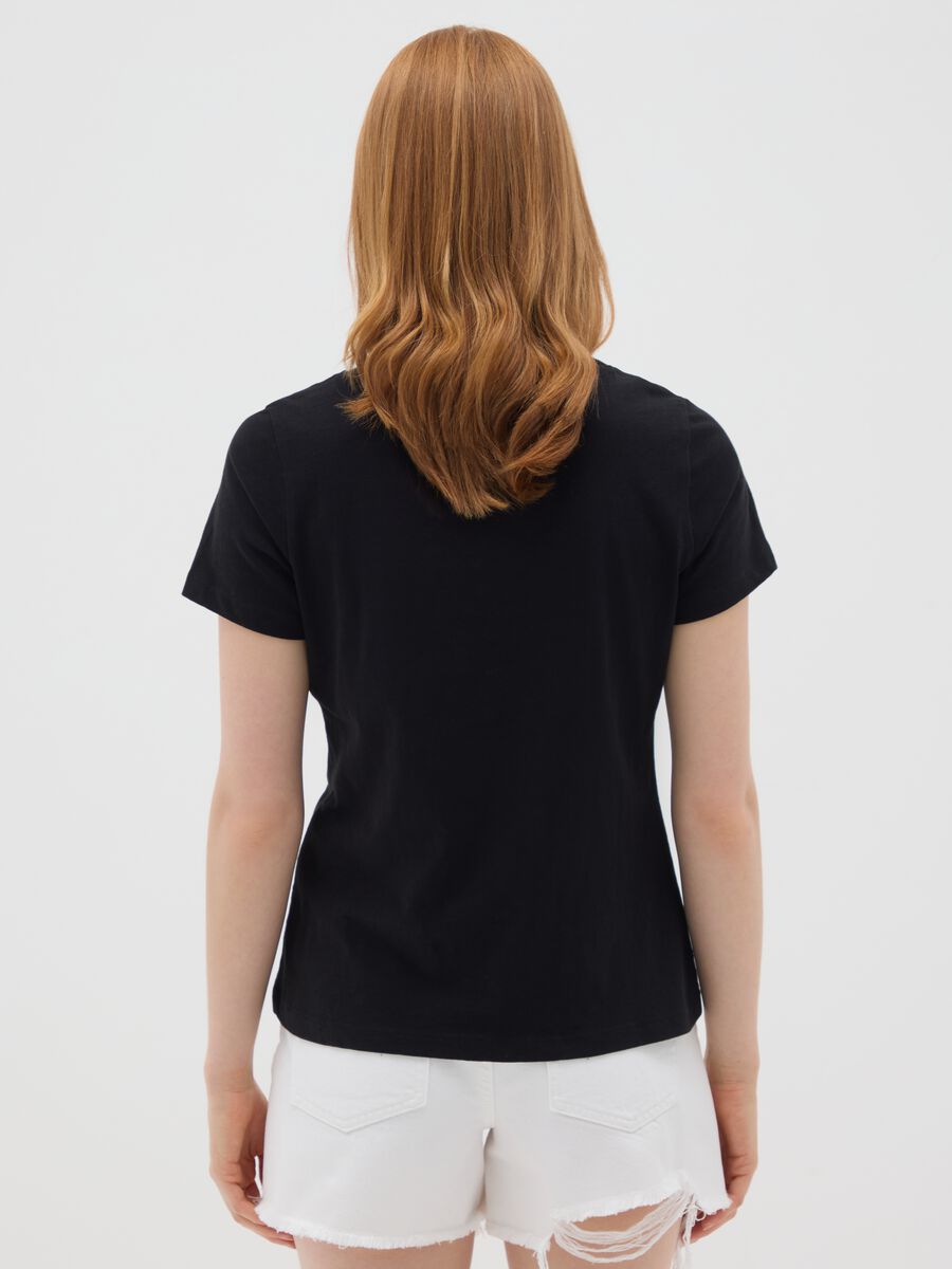 Women's pure cotton black regular fit t-shirt_2