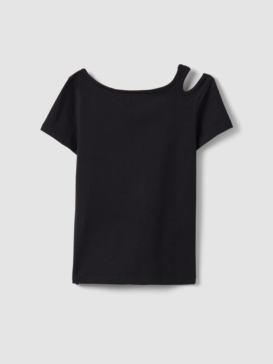 T-shirt in cotone elasticizzato nero da ragazza slim fit_1