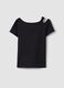 Black stretch cotton slim-fit girls' t-shirt_1