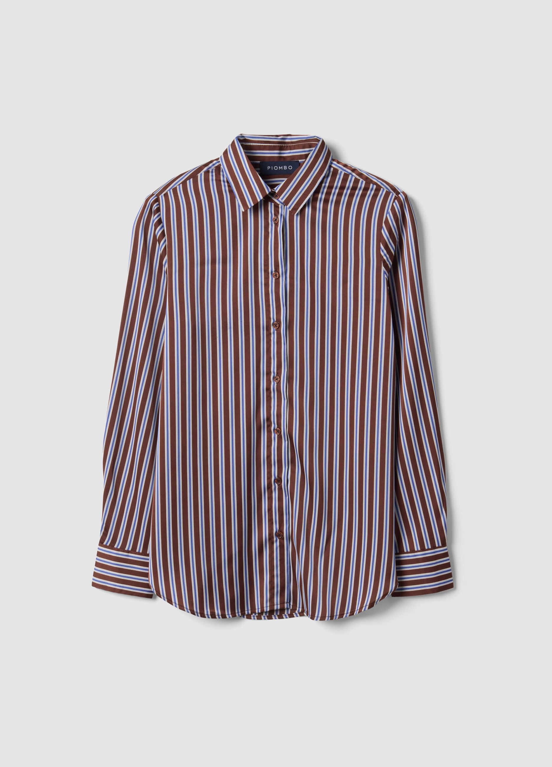 Camicia multicolor in tessuto elasticizzato a righe regular fit