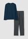 Blue pure organic cotton V-neck pyjamas_0