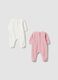 Bipack tutine rosa e bianco in misto cotone con piedini per neonata_1