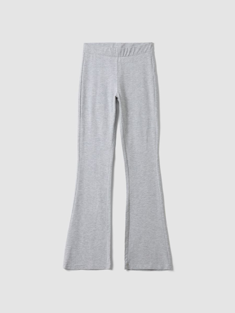 Leggings grigi flare in cotone organico elasticizzato per ragazza_3