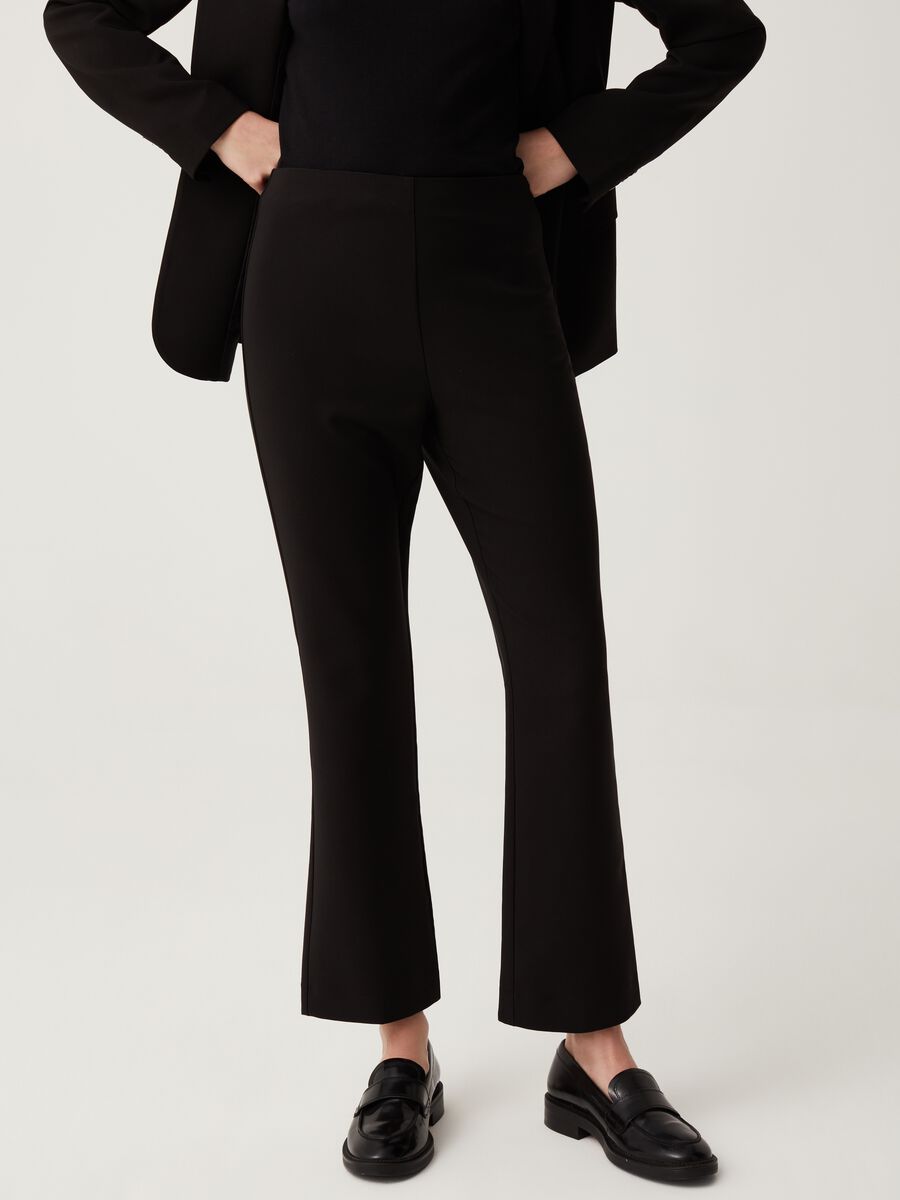 Flare-fit cropped trousers_1