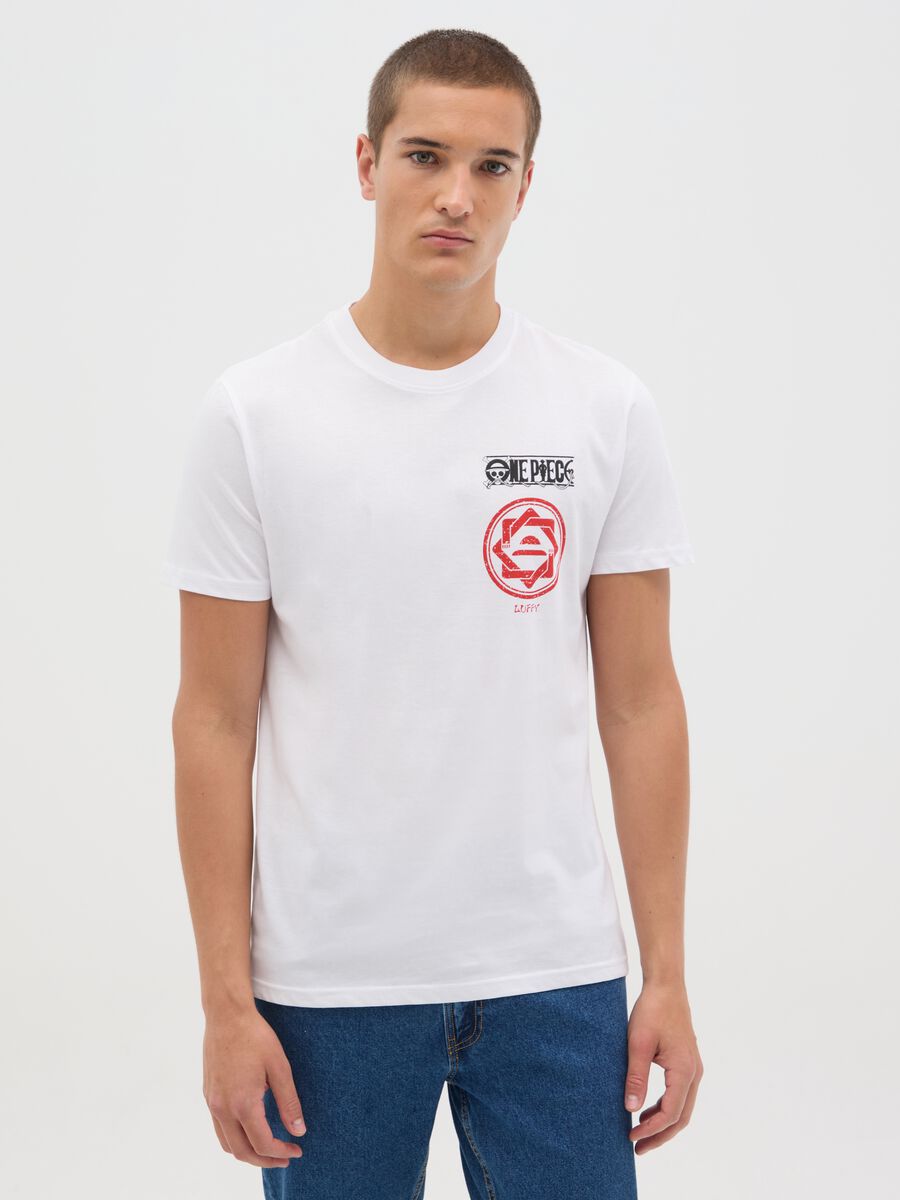 Men's white pure cotton regular fit T-shirt with red print_0