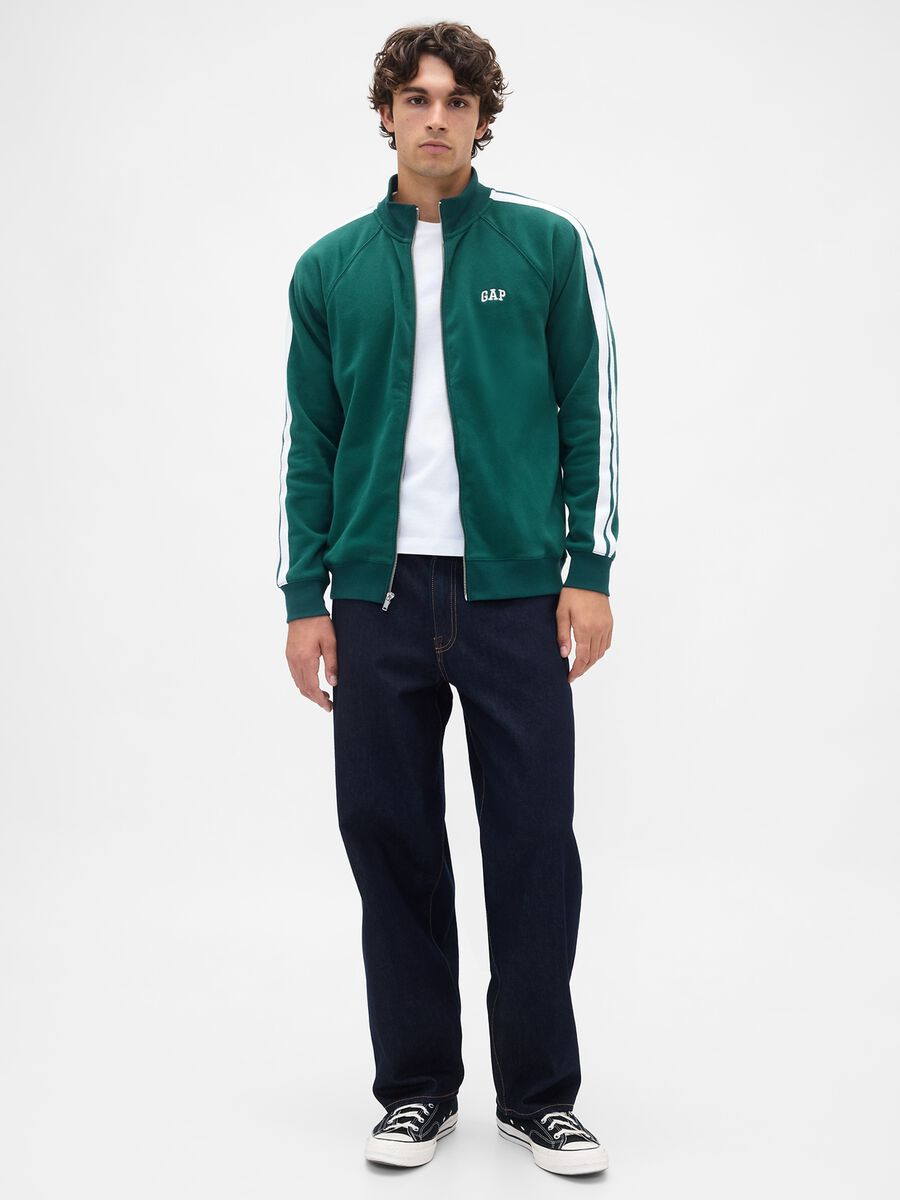 Felpa verde con zip integrale_1